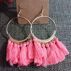 Bohemian Tassel Summer earrings in Pink